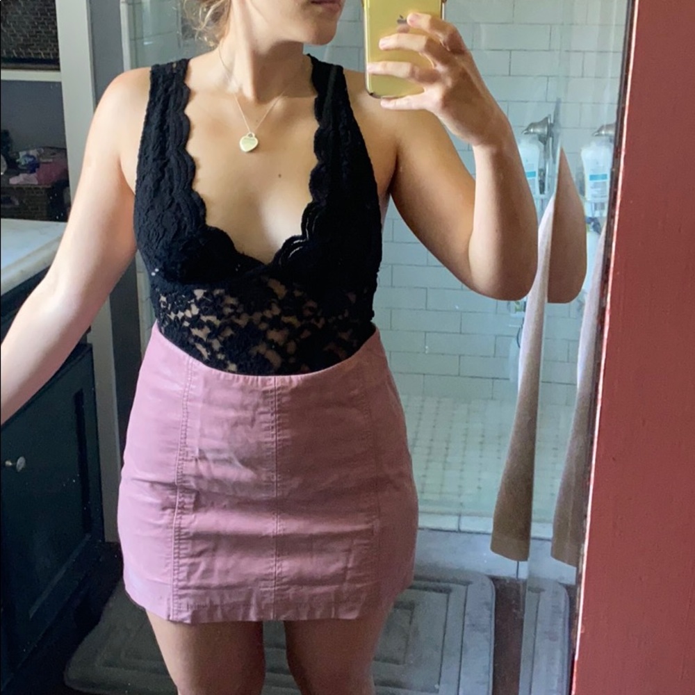 Lace Plunge Neck Bodysuit